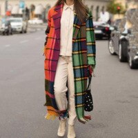 SuperAen  Autumn New Full Hooded Coat Printed Casual Long Woolen Women Clothes Jacket