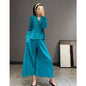 Wrinkled Spring New Style Large Size Suit Korean Version Fashionable Two-Piece Wide Leg Pants