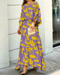 Women's Summer New Loose Plus Size Printed Long Sleeve Tops High Waiste Half-Length Skirt Suits