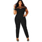 Big Size Casual Office Work Summer Women Jumpsuit O-Neck Patchwork Lace Jumpsuit Large Size Rompers Ropa Mujer Vestidos