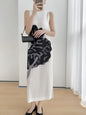 Pleated Designer Art Flower Pattern Printed Pleated Sleeveless Tank Vest Long Dress Women Korean Fashion Clothes