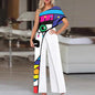 Large Size Jumpsuit Women's Off-The-Shoulder Print Casual Print Wide Leg Pants