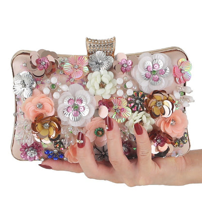 New Flower Evening Bag European and American Fashion Women's Handbag Handbag Dress Banquet Evening Bag