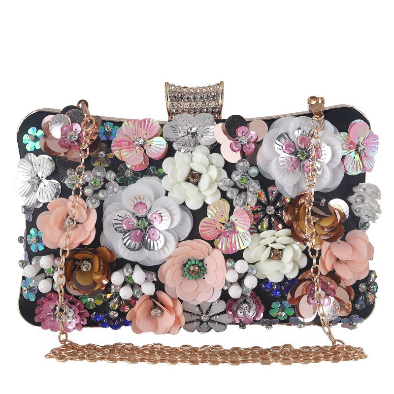 New Flower Evening Bag European and American Fashion Women's Handbag Handbag Dress Banquet Evening Bag