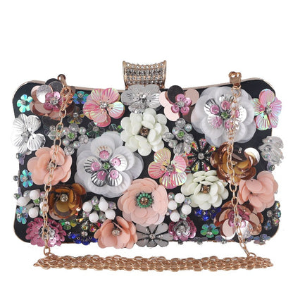 New Flower Evening Bag European and American Fashion Women's Handbag Handbag Dress Banquet Evening Bag