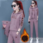 Women Suit Tracksuit Winter 3 Piece Set Hoodies+Vest+Pants Casual Suit Plus Velvet Warm Sporting Women's Suits Female Clothes