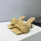Sexy Hemp High Heels Slippers Peep Toe Party Shoes For Women Slip On Mule Outwear Fashion Pink Braided Sandals