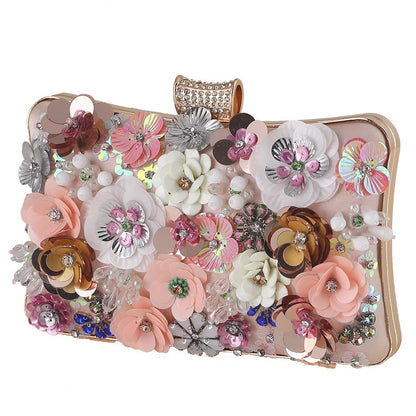 New Flower Evening Bag European and American Fashion Women's Handbag Handbag Dress Banquet Evening Bag