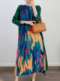 LANMREM Maxi Pleated Dress For Women Slash Neck Long Sleeves Loose Style Fashion Clothing Ladies  Spring Summer New 2DA1196