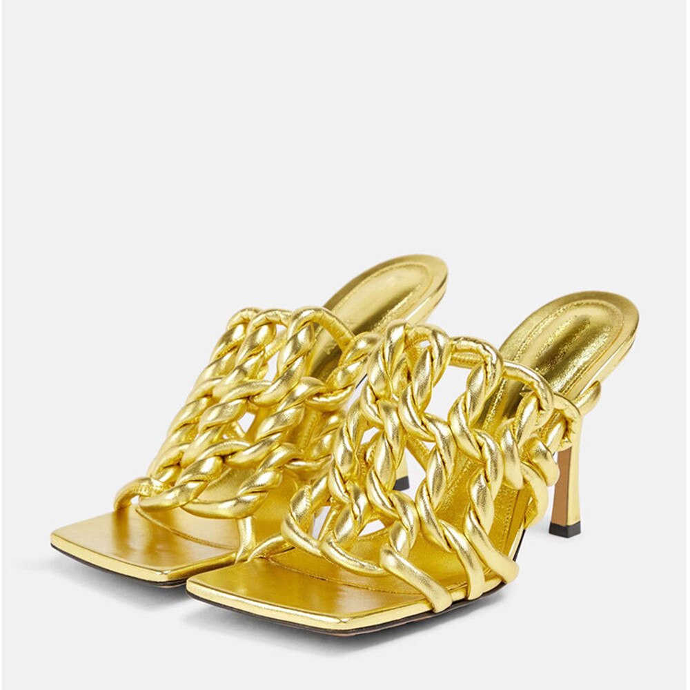 Processing time:5-7 days after placing orders  Women's Spring and Summer New Fashion Woven Sandals European and American Slim Fitting High-heeled Banquet Walking Shoes