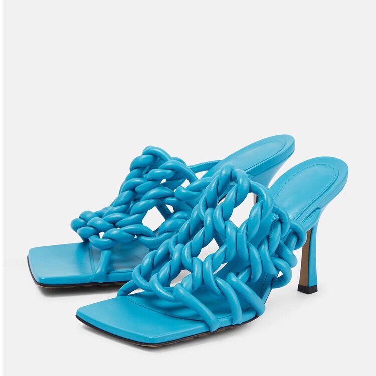 Processing time:5-7 days after placing orders  Women's Spring and Summer New Fashion Woven Sandals European and American Slim Fitting High-heeled Banquet Walking Shoes