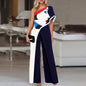 Large Size Jumpsuit Women's Off-The-Shoulder Print Casual Print Wide Leg Pants