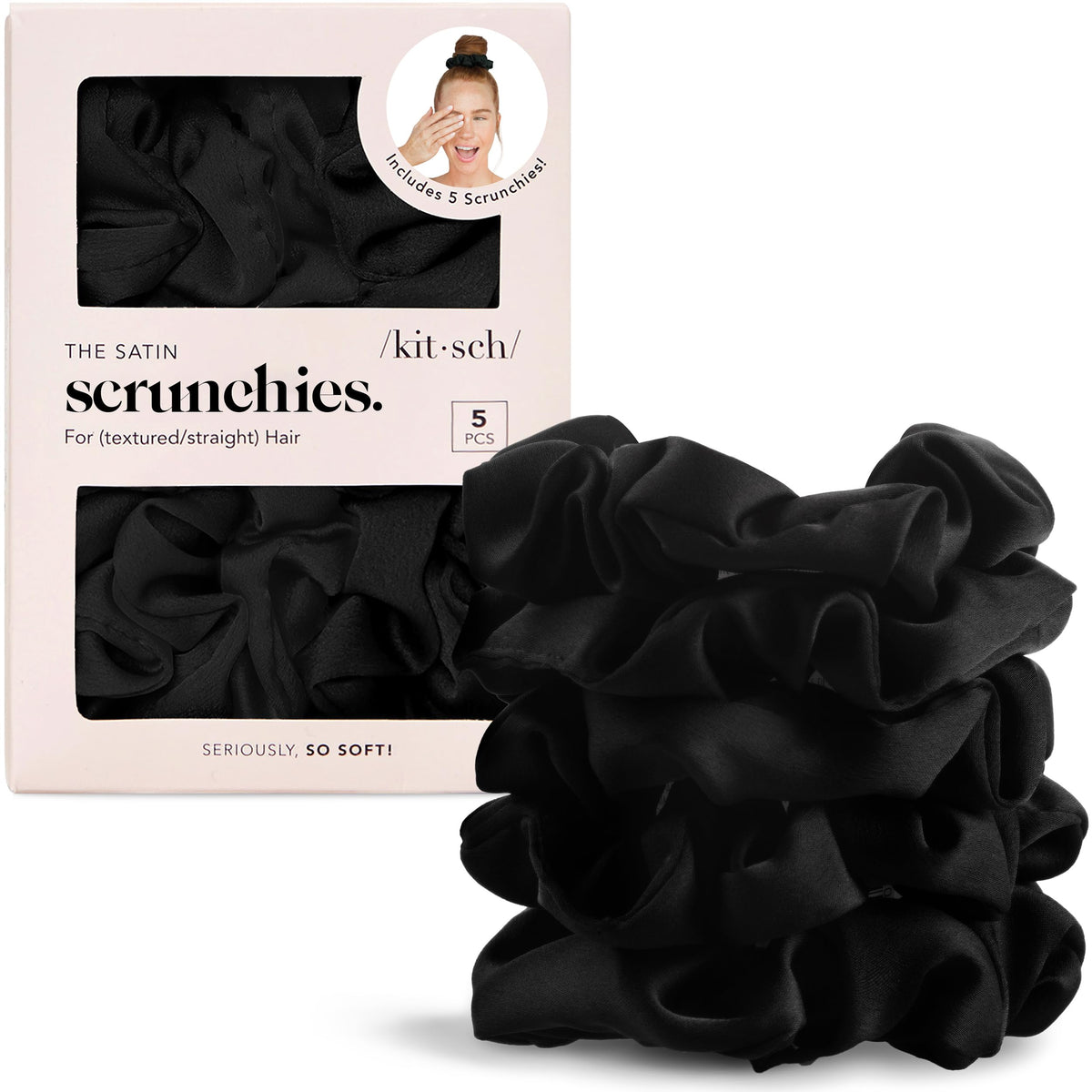 Kitsch Ultra-Petite Satin Scrunchies for Women - No Crease, Frizz-Free Sleep | Softer Than Silk Scrunchies Gentle On Hair Scrunchies for All Hair Types | Stylish Hair Accessories - Eucalyptus, 6pcs