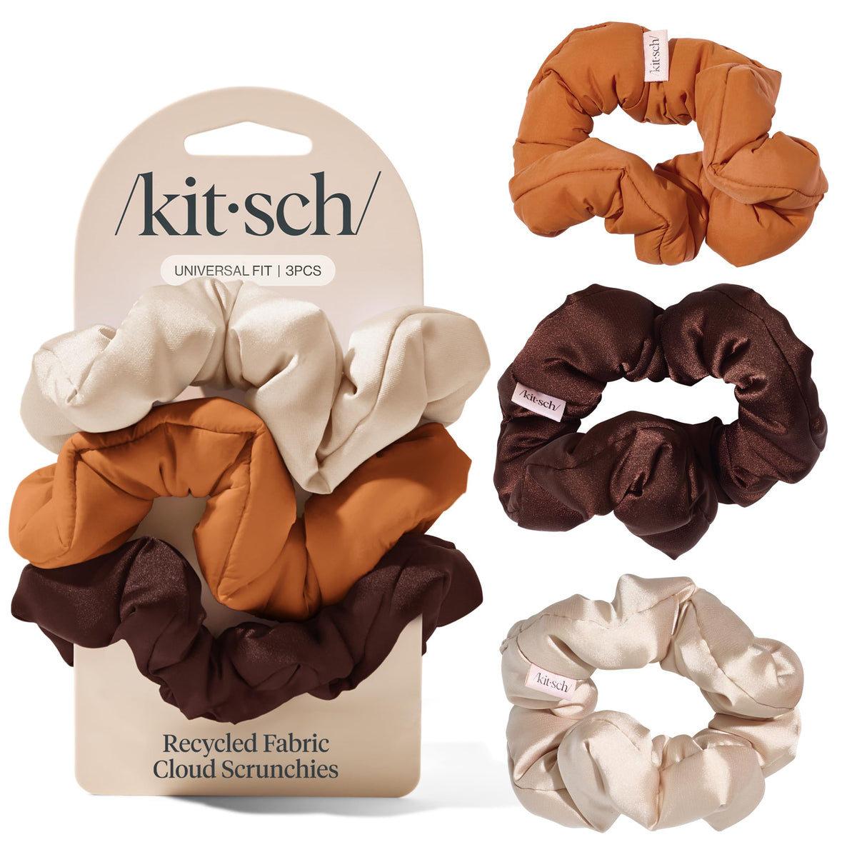 Kitsch Ultra-Petite Satin Scrunchies for Women - No Crease, Frizz-Free Sleep | Softer Than Silk Scrunchies Gentle On Hair Scrunchies for All Hair Types | Stylish Hair Accessories - Eucalyptus, 6pcs