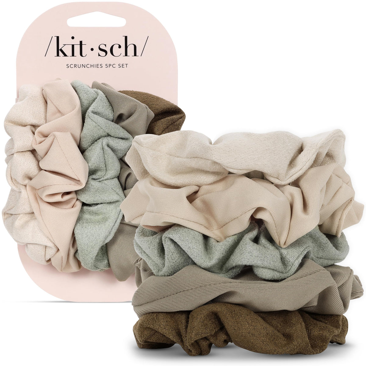 Kitsch Ultra-Petite Satin Scrunchies for Women - No Crease, Frizz-Free Sleep | Softer Than Silk Scrunchies Gentle On Hair Scrunchies for All Hair Types | Stylish Hair Accessories - Eucalyptus, 6pcs
