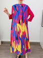LANMREM Maxi Pleated Dress For Women Slash Neck Long Sleeves Loose Style Fashion Clothing Ladies  Spring Summer New 2DA1196