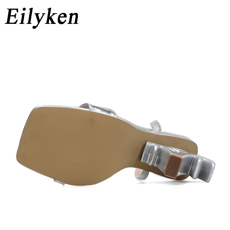 Eilyken Sexy Green Ankle Cross Strap Sandals Women Summer Fashion Open Toe Club Stripper Design Fretwork Heels Ladies Shoes