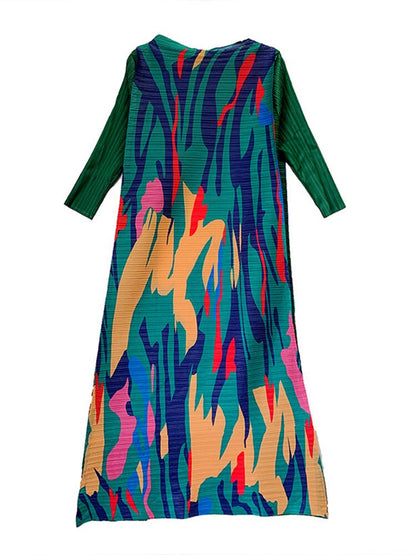 LANMREM Maxi Pleated Dress For Women Slash Neck Long Sleeves Loose Style Fashion Clothing Ladies  Spring Summer New 2DA1196