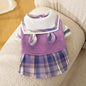 Autumn And Winter New Cats Cute Rabbit Lapel JK Dress College Style Dress Small And Medium-Sized Puppy Pet Clothes