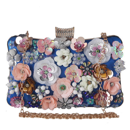 New Flower Evening Bag European and American Fashion Women's Handbag Handbag Dress Banquet Evening Bag