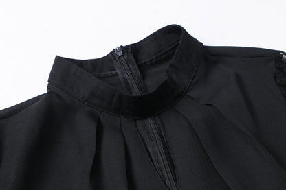 Women Tops Chiffon Shirt Women Blouse Ruffle Short Sleeve Splice Lace Chiffon Blouse Plus Size Office Lady Summer Tops