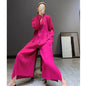 Wrinkled Spring New Style Large Size Suit Korean Version Fashionable Two-Piece Wide Leg Pants