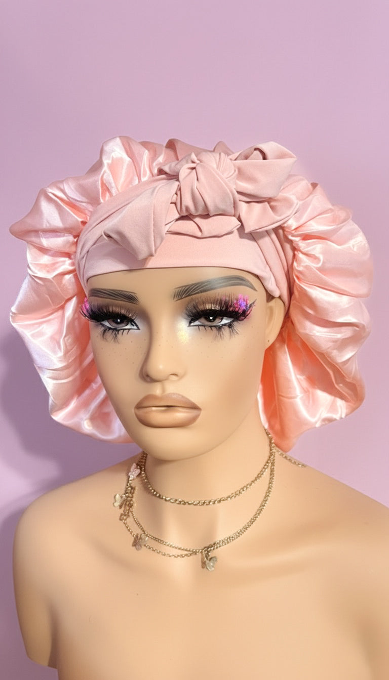 Large Satin Hair Bonnet — Wrap Style Sleep Cap for Curly, Braided & Natural Hair | Hair Protection Bonnet