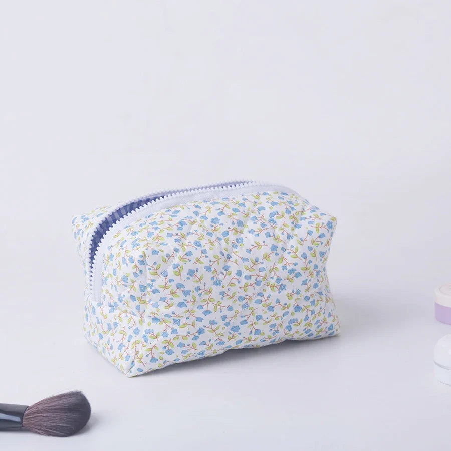 Floral Quilted Makeup Bag
