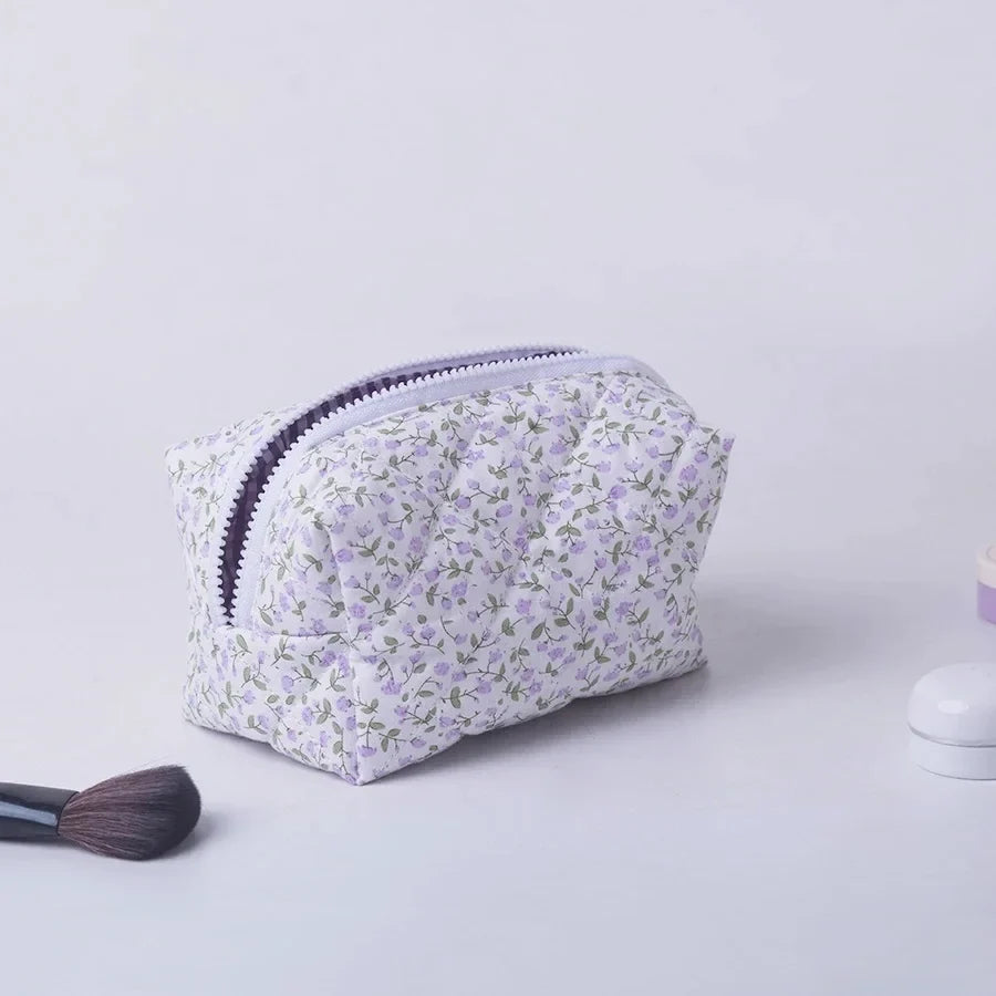 Floral Quilted Makeup Bag