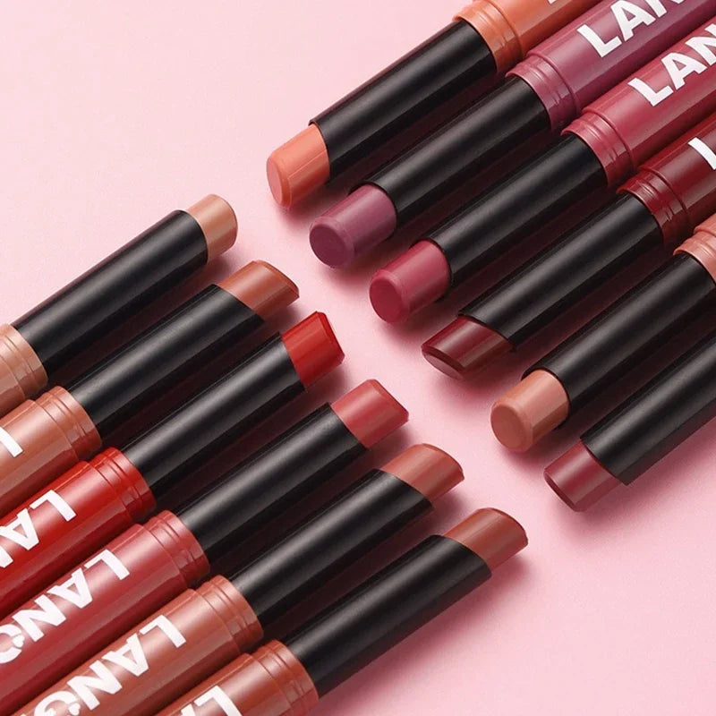 12 Color Matte Lipstick Non-Stick Cup Long-Lasting Velvet Finish Lipstick Pen  Smooth Matte Lip Color Waterproof Non-Fading