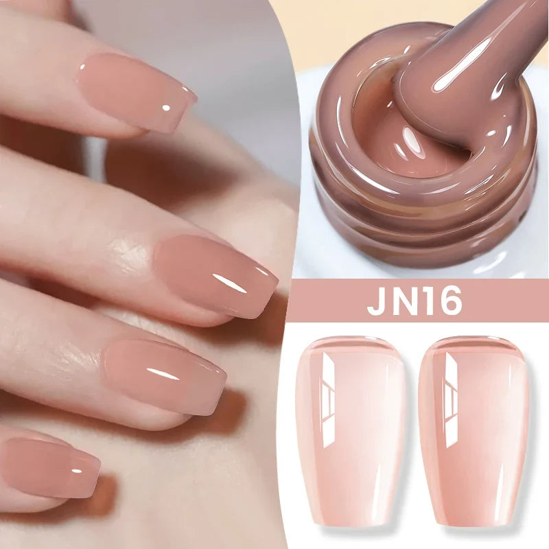 BORN PRETTY Jelly Nude Gel Nail Polish 10ml Light Pink Peach Translucent Color UV Light Cure Gel Varnish Nail Art DIY at Home