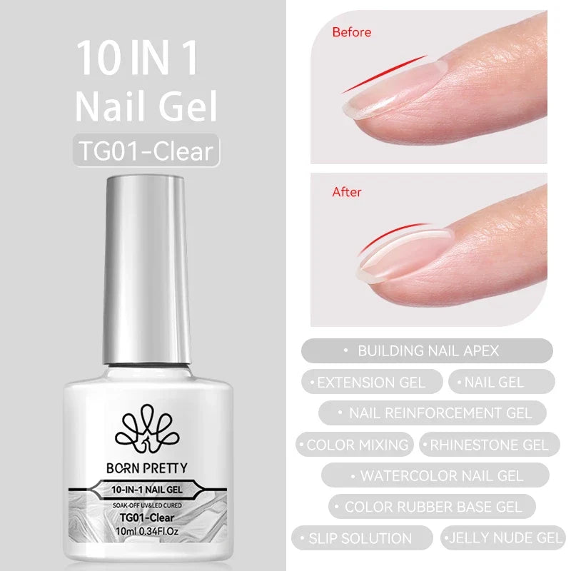 BORN PRETTY Jelly Nude Gel Nail Polish 10ml Light Pink Peach Translucent Color UV Light Cure Gel Varnish Nail Art DIY at Home