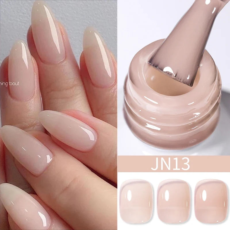 BORN PRETTY Jelly Nude Gel Nail Polish 10ml Light Pink Peach Translucent Color UV Light Cure Gel Varnish Nail Art DIY at Home