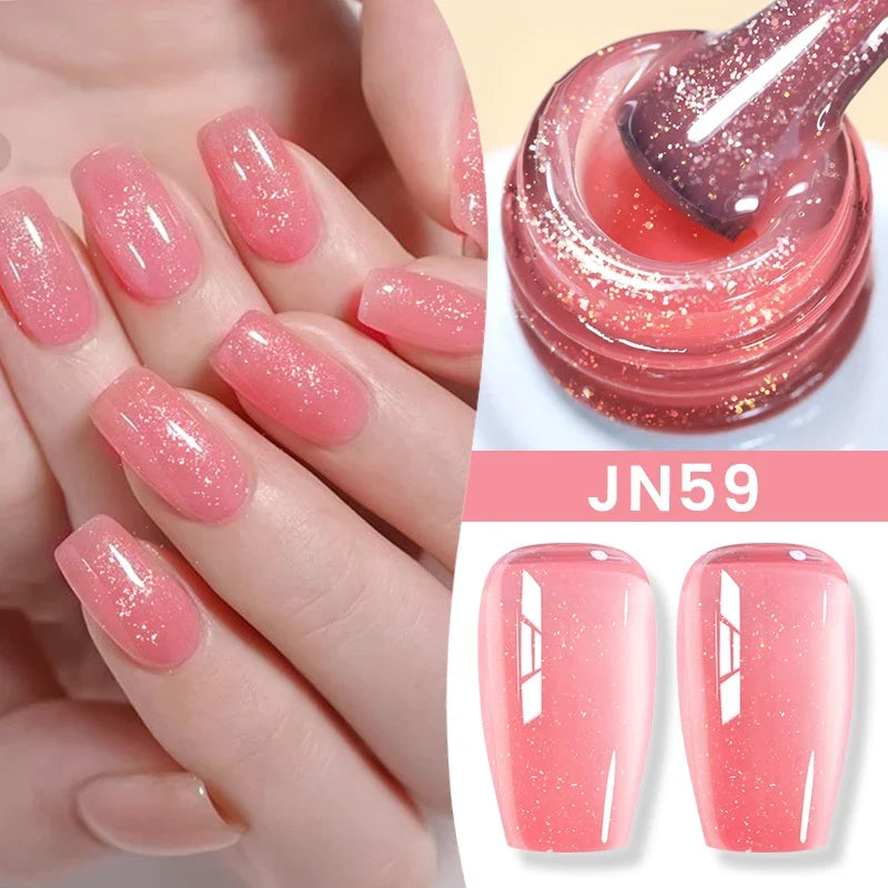 BORN PRETTY Jelly Nude Gel Nail Polish 10ml Light Pink Peach Translucent Color UV Light Cure Gel Varnish Nail Art DIY at Home