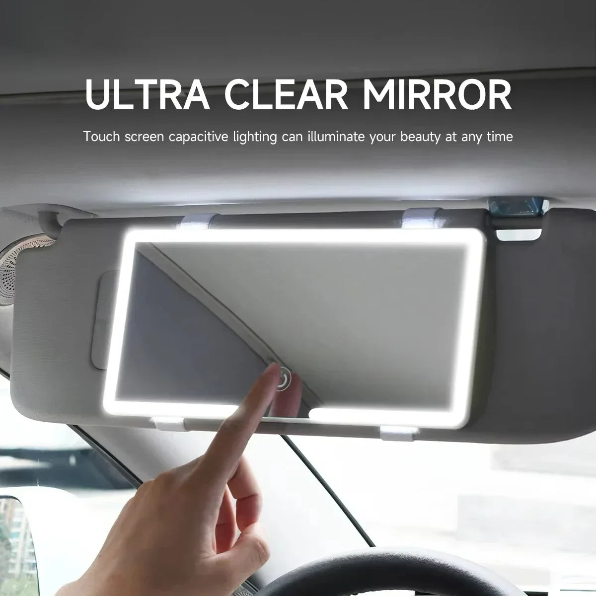 Car Interior Mirrors Sun Visor Plate LED HD Makeup Mirror for Girls Women Rechargeable Fill Light Universal Thin Vanity Mirror