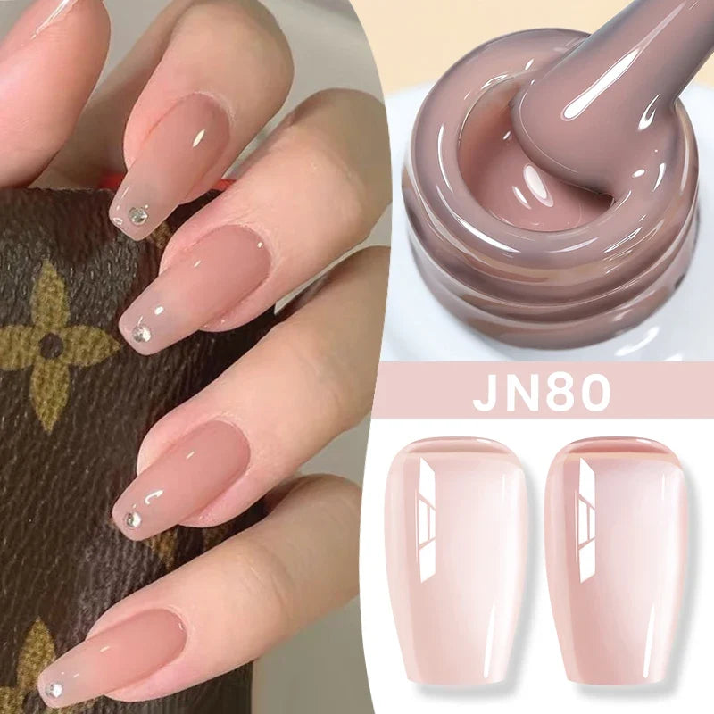 BORN PRETTY Jelly Nude Gel Nail Polish 10ml Light Pink Peach Translucent Color UV Light Cure Gel Varnish Nail Art DIY at Home