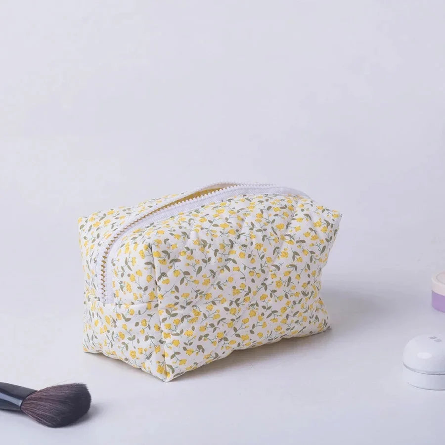 Floral Quilted Makeup Bag