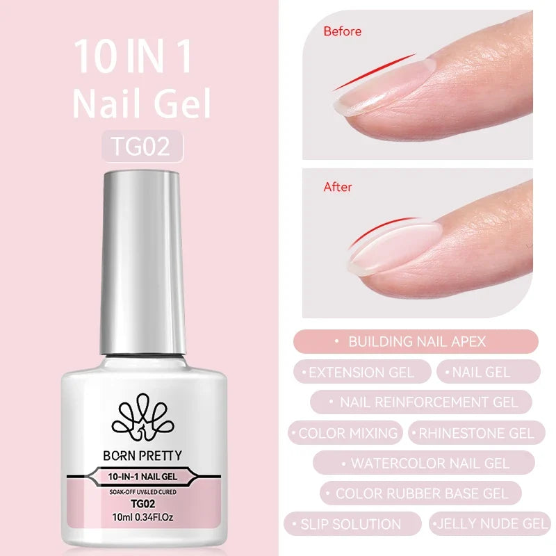 BORN PRETTY Jelly Nude Gel Nail Polish 10ml Light Pink Peach Translucent Color UV Light Cure Gel Varnish Nail Art DIY at Home