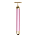 24K Electric Face-Lifting Rose Gold Stick T-Shaped Facial Massager | Skin Tightening Beauty Tool