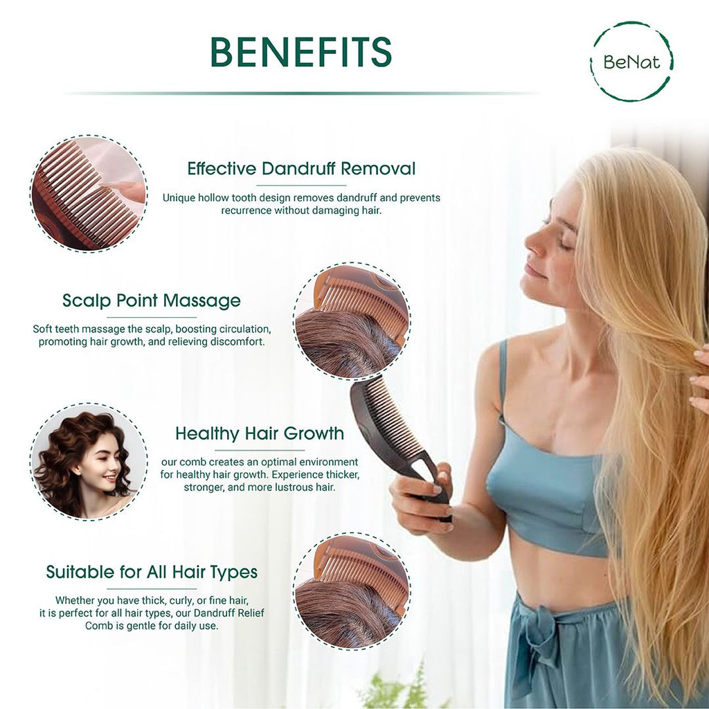 Self Cleaning Healthy Scalp Comb & Detangling Hair Brush | Ergonomic Silicone Scalp Massager & Dandruff Flake Remover for Blood Circulation, Hair Growth & Daily Care for All Hair Types