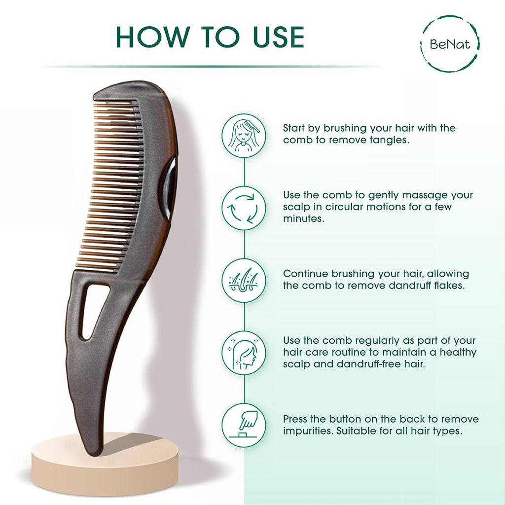 Self Cleaning Healthy Scalp Comb & Detangling Hair Brush | Ergonomic Silicone Scalp Massager & Dandruff Flake Remover for Blood Circulation, Hair Growth & Daily Care for All Hair Types