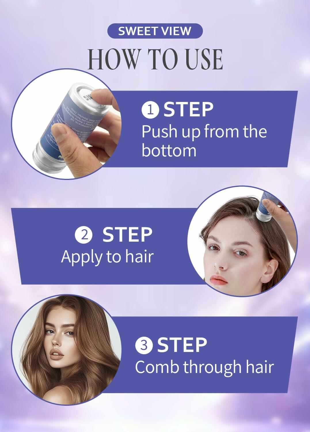 SWEET VIEW Hair Wax Stick & Brush Lavender Scent Hair Tamer Pomade Kids