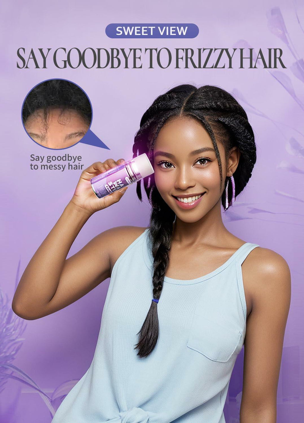 SWEET VIEW Hair Wax Stick & Brush Lavender Scent Hair Tamer Pomade Kids