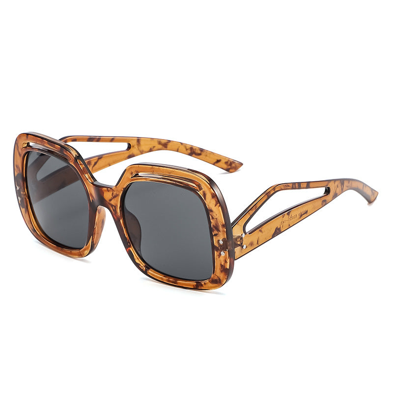 Hollow Square Large Frame Sunglasses New Fashion Hollow Leg Sunglasses