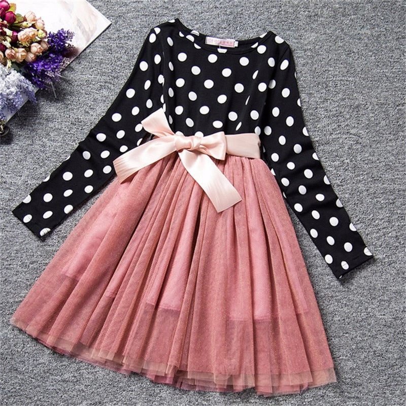 Dot Long Sleeve Dress For Girls Clothing Child