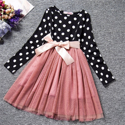 Dot Long Sleeve Dress For Girls Clothing Child