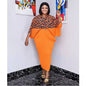Miyake Pleated Leopard Print Color-Matching Dress Summer New Batwing Sleeve V-neck Plus Size Dress for Women Dress