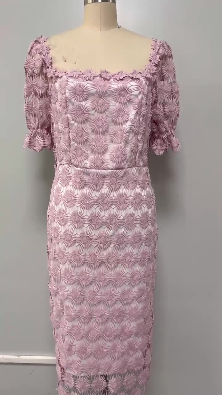 New Fashion Lace Temperament Commuter Skirt Tricolor Mid-Waist Solid Color Wrap Paragraph Mid-Length Dress