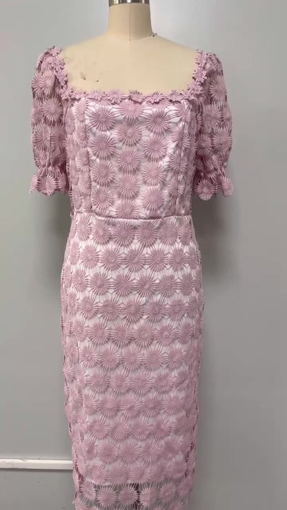 New Fashion Lace Temperament Commuter Skirt Tricolor Mid-Waist Solid Color Wrap Paragraph Mid-Length Dress