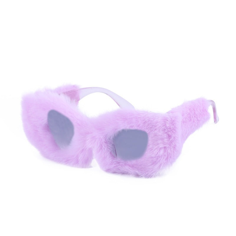 Plush Winter Sunglasses For Women Fashion Cat Eye Sunglasses Tiktok Sunglasses